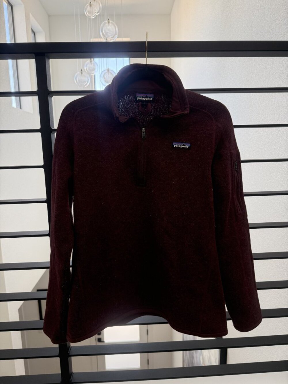 Patagonia Burgundy Quarter Zip Sweater Knit Fleece Large